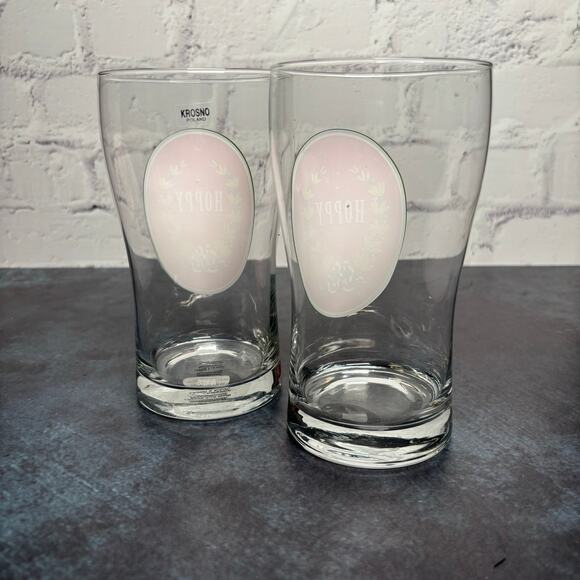 Crate & Barrel Hoppy Holidays Beer Glasses 20oz Krosnos Poland, Set of 2 - Picture 3 of 5